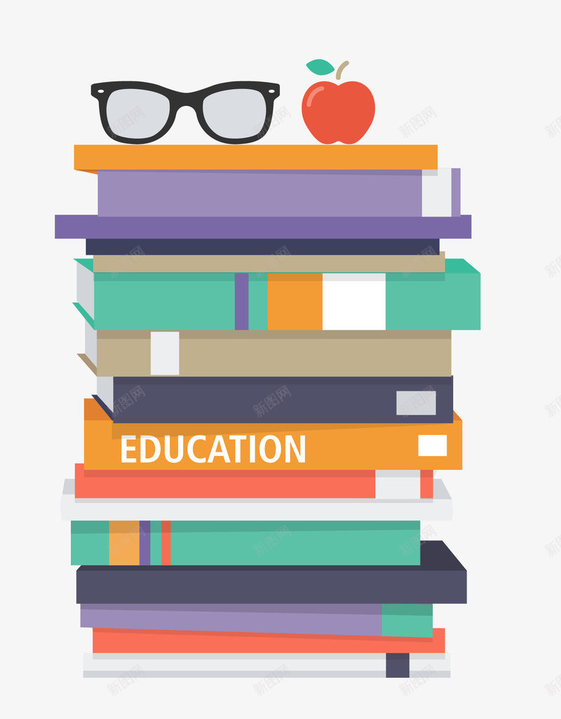 一堆书png免抠素材_新图网 https://ixintu.com 一堆书 书籍 眼镜 知识 精装书籍 苹果