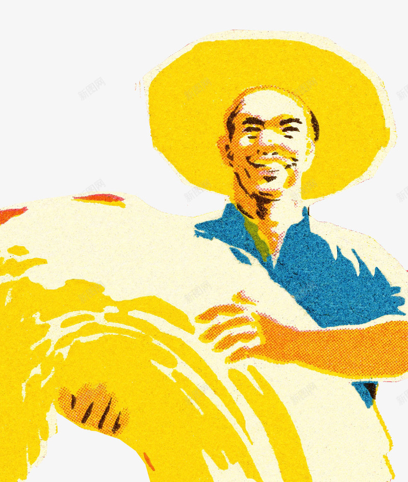 插图收麦子的农民png免抠素材_新图网 https://ixintu.com 农民 劳动 戴着草帽 抱着麦子 收麦子 矢量插图 麦子 麦穗收割
