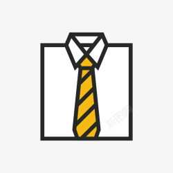 手绘衬衣上的黄色领带素材