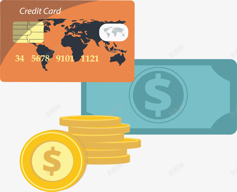 多种支付方式png免抠素材_新图网 https://ixintu.com 信用卡 支付方式 现金支付 矢量素材 金币