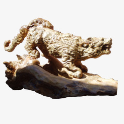 野豹精致镂空木雕素材
