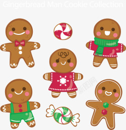手工切片糖果可爱圣诞小人糖果饼干矢量图高清图片