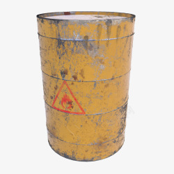 破旧机油桶一桶破旧黄色大桶装机油桶高清图片