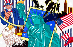 卡通自由女神像美国标志素材