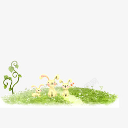 卡通手绘草地水彩植物绿色素材
