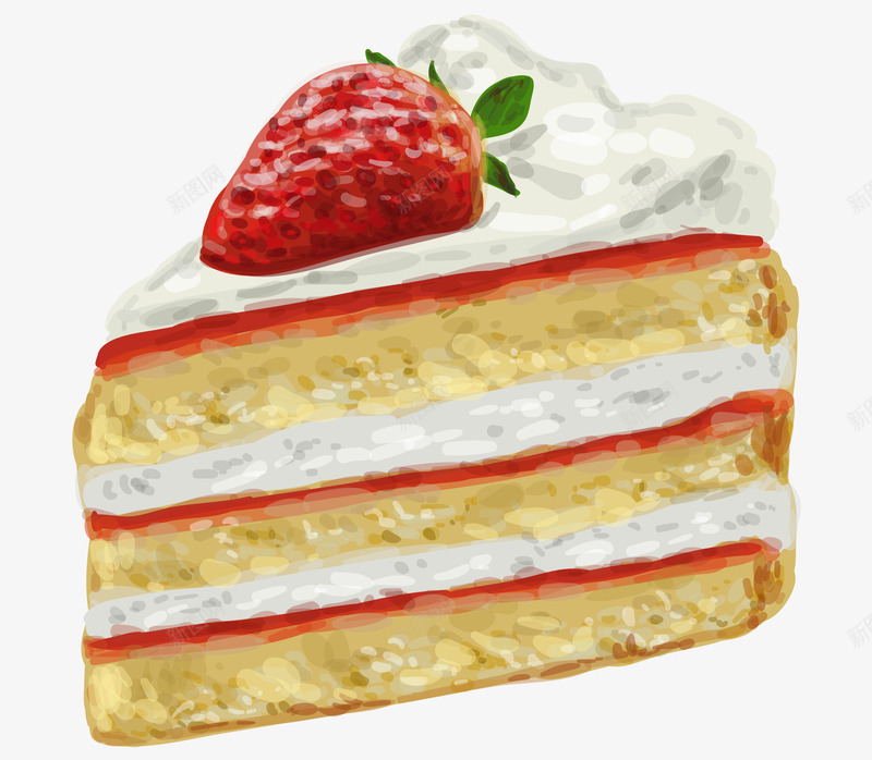卡通奶油草莓蛋糕png免抠素材_新图网 https://ixintu.com 创意 卡通手绘 奶油 水果 甜品 草莓蛋糕