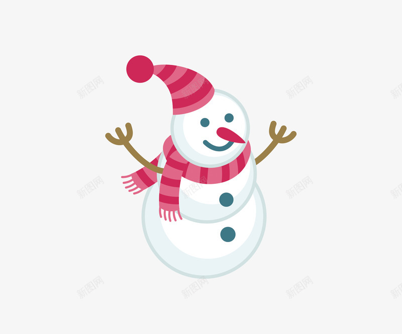 举起双手微笑的雪人png免抠素材_新图网 https://ixintu.com 举起双手微笑的雪人 冬天 围巾