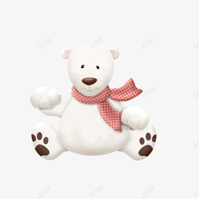 北极熊png免抠素材_新图网 https://ixintu.com 冬天 动物 北极熊 卡通 可爱 戴围巾的北极熊 白色