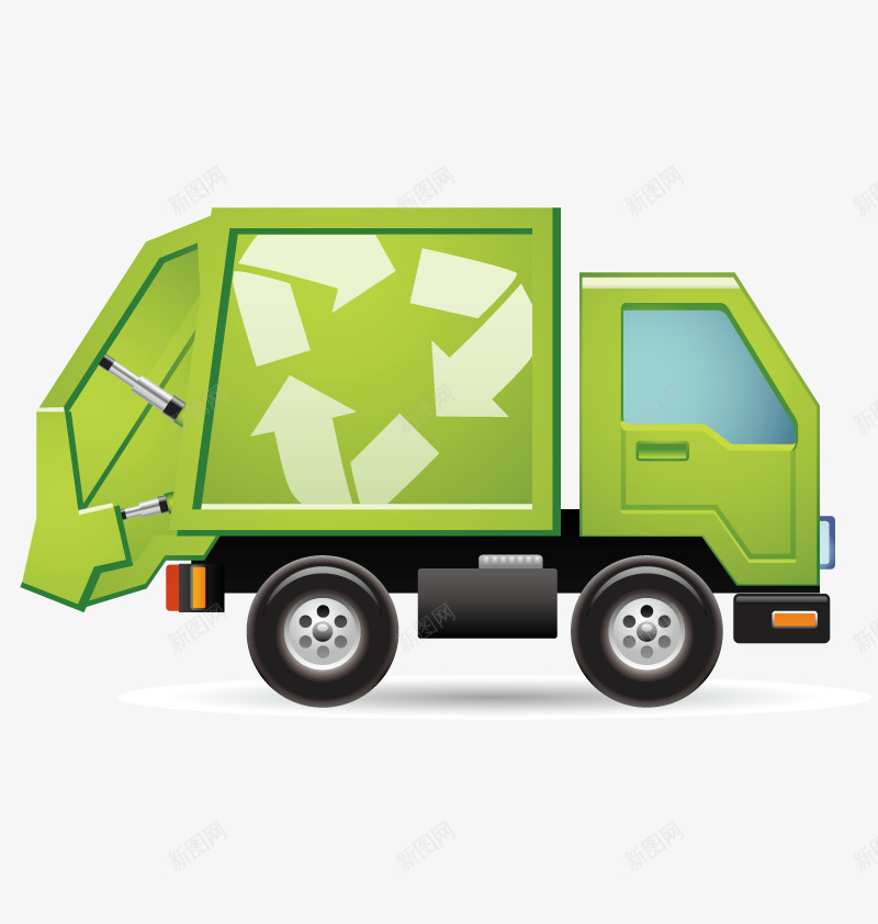 垃圾车图标png_新图网 https://ixintu.com PNG图片 扁平垃圾车 矢量素材 绿色卡车 高清