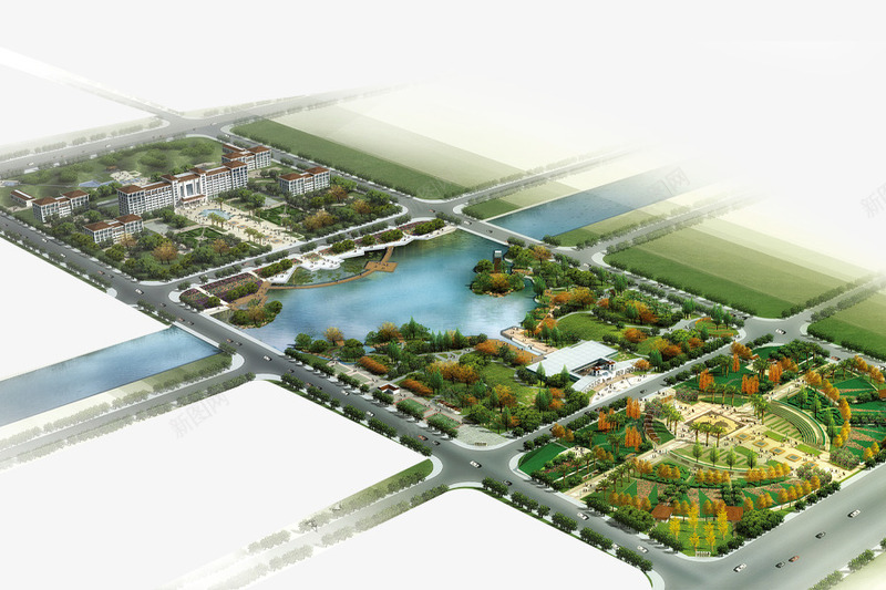 城市规划图psd免抠素材_新图网 https://ixintu.com 商业城市 工厂 绿化 规划局