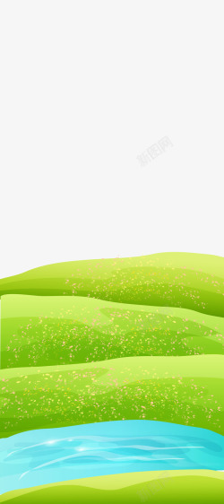 绿色手绘花瓣草地装饰边框纹理素材