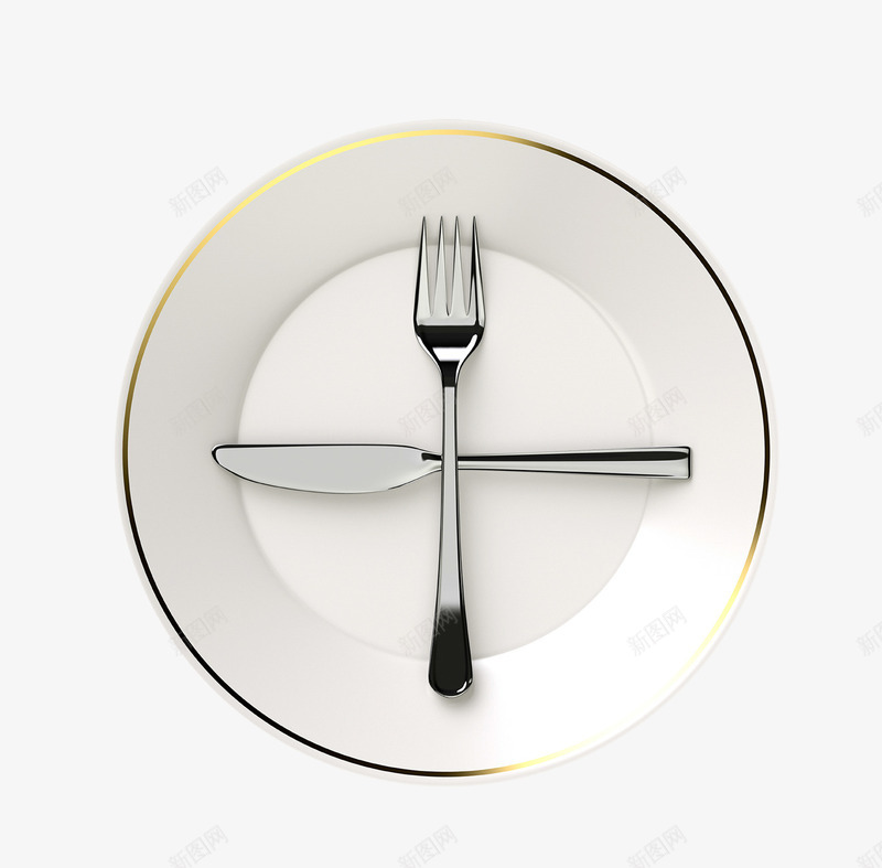 刀叉png免抠素材_新图网 https://ixintu.com 圆 用餐餐具 碟子 西餐具 金色线条