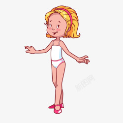 度假女孩卡通手绘穿泳衣的女孩矢量图高清图片