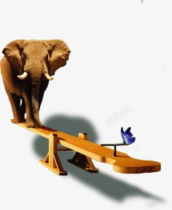 创意跷跷板大象蝴蝶创意跷跷板高清图片