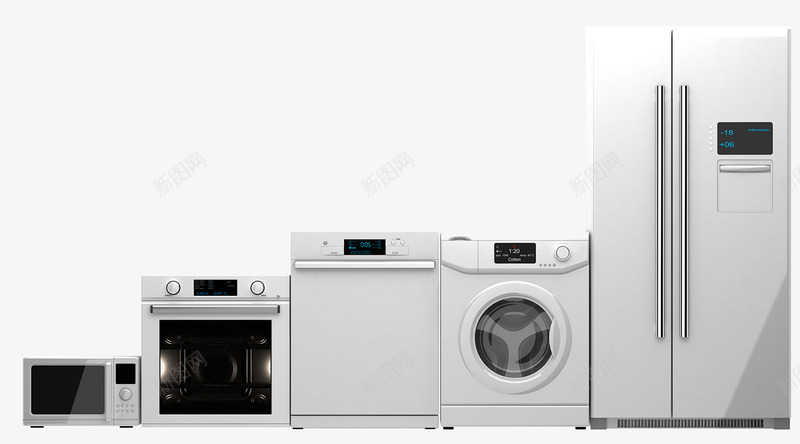 家电集合png免抠素材_新图网 https://ixintu.com 冰箱 厨卫电器 家电集合 洗衣机 烤箱