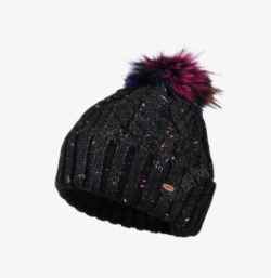手工编织混色毛线帽女冬季彩色貉子毛套头帽高清图片