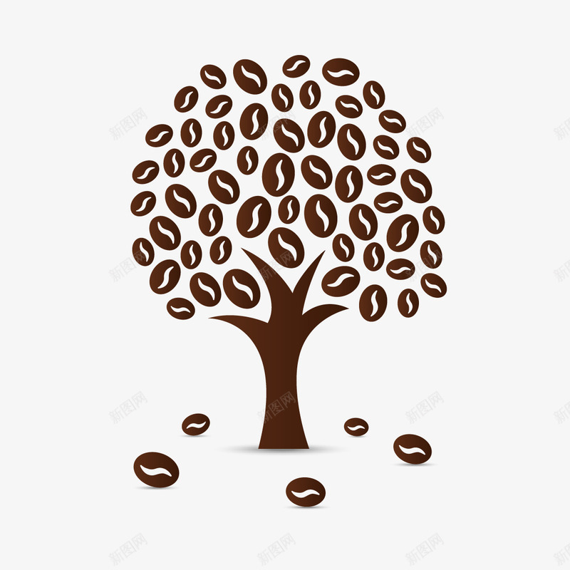 咖啡树矢量图ai免抠素材_新图网 https://ixintu.com 卡通 咖啡色 咖啡豆 豆 矢量图