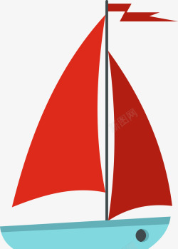 扁平化船红色帆船高清图片