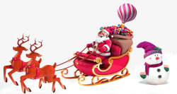鹿拉车素材圣诞老人驾鹿高清图片