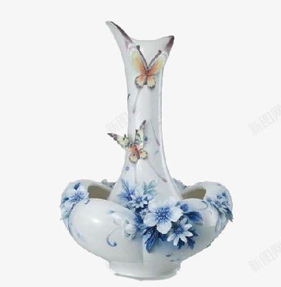 花瓶png免抠素材_新图网 https://ixintu.com 中国风 古典茶壶 淡雅 花卉装饰 蓝色 陶瓷