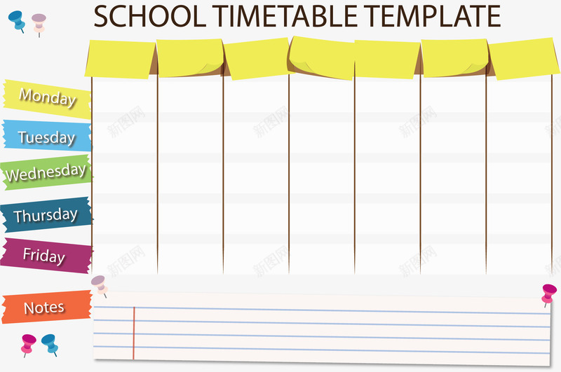 彩色标签开学课表矢量图ai免抠素材_新图网 https://ixintu.com 开学季 开学课表 彩色课表 矢量png 课程表 课表 矢量图