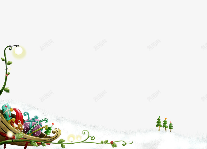 卡通圣诞节背景雪地png免抠素材_新图网 https://ixintu.com 冬天 卡通 圣诞素材 树木 雪地