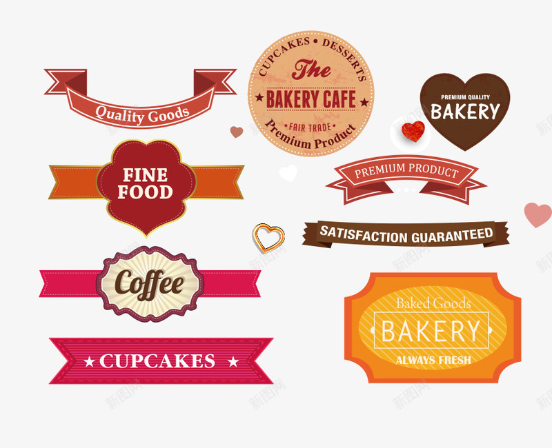 美食标签矢量图ai免抠素材_新图网 https://ixintu.com 促销 咖啡 广告 食品标签 矢量图