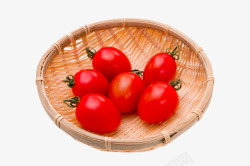 竹筐里的小西红柿素材