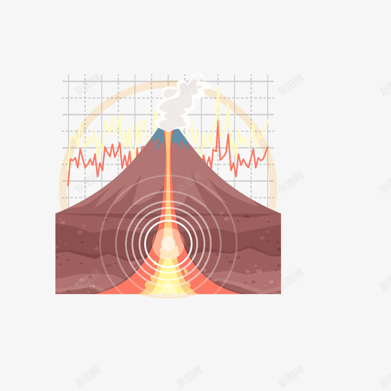 火山喷发png免抠素材_新图网 https://ixintu.com 数据 火山喷发 矢量素材 能量波