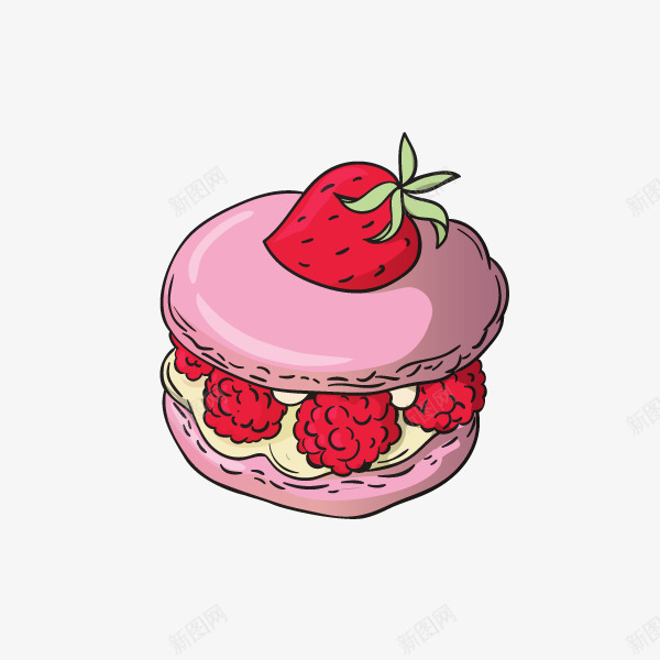 卡通手绘草莓蛋糕png免抠素材_新图网 https://ixintu.com 创意 卡通手绘 甜品 粉色 草莓蛋糕 面包 食品