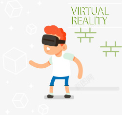 工地VR体验馆数字世界体验矢量图高清图片