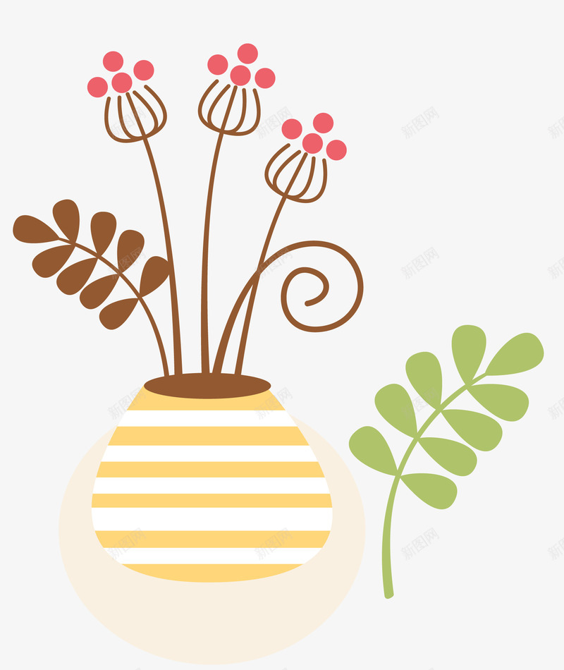 圆形花瓶中的简单花朵png免抠素材_新图网 https://ixintu.com 圆形花瓶 浅色花朵 简单
