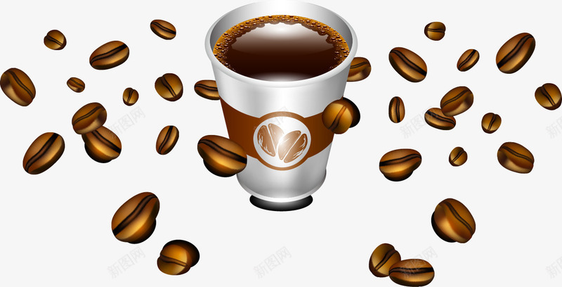 咖啡杯咖啡豆矢量图ai免抠素材_新图网 https://ixintu.com 咖啡杯 咖啡豆 矢量图