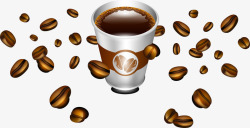 咖啡杯咖啡豆矢量图素材
