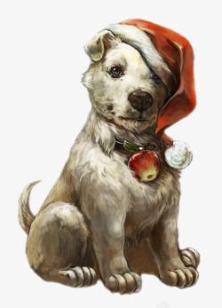 戴着圣诞帽的狗素材