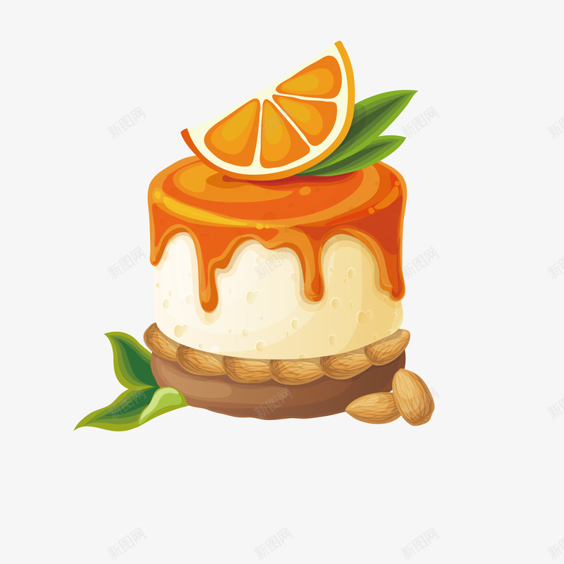 橘子蛋糕矢量图ai免抠素材_新图网 https://ixintu.com 橘子 美味 蛋糕 矢量图