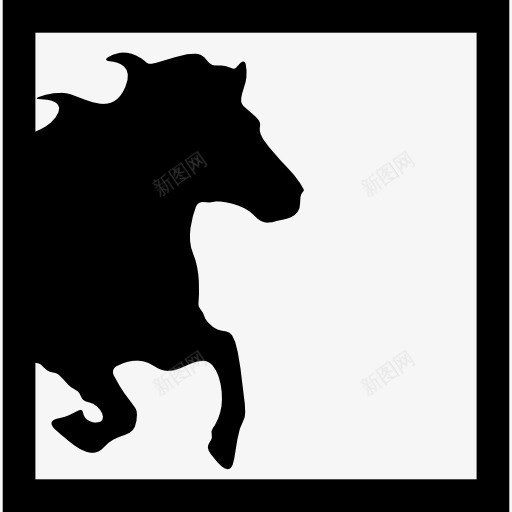 马半图像在一个方形框架图标png_新图网 https://ixintu.com 动物 广场 方形框架 马 马变 马的身影