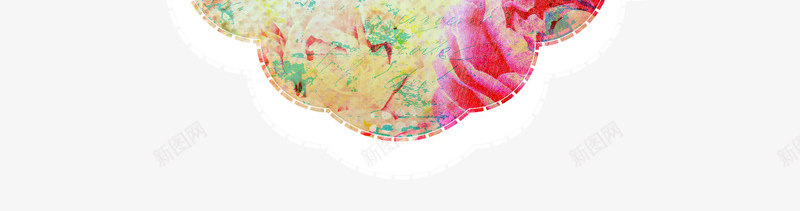 唯美残碎花朵标签png免抠素材_新图网 https://ixintu.com 书签设计 唯美 标签 残损 花卉 花朵