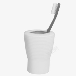 牙刷盒牙膏筒陶瓷横纹牙刷筒高清图片