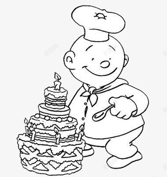 蛋糕师简笔画png免抠素材_新图网 https://ixintu.com 卡通 师傅 手绘 蛋糕 蛋糕师