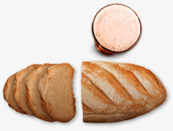 切开的面包面包和咖啡高清图片