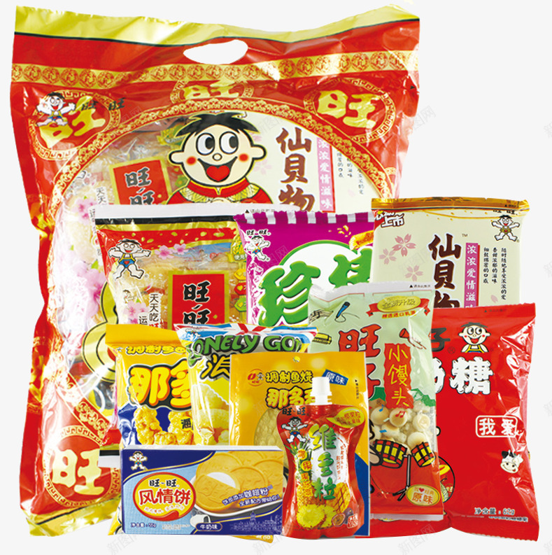 旺旺大礼包png免抠素材_新图网 https://ixintu.com 产品实物 休闲食品 大礼包 旺旺 旺旺雪饼 礼包素材