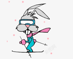傻兔子滑雪素材