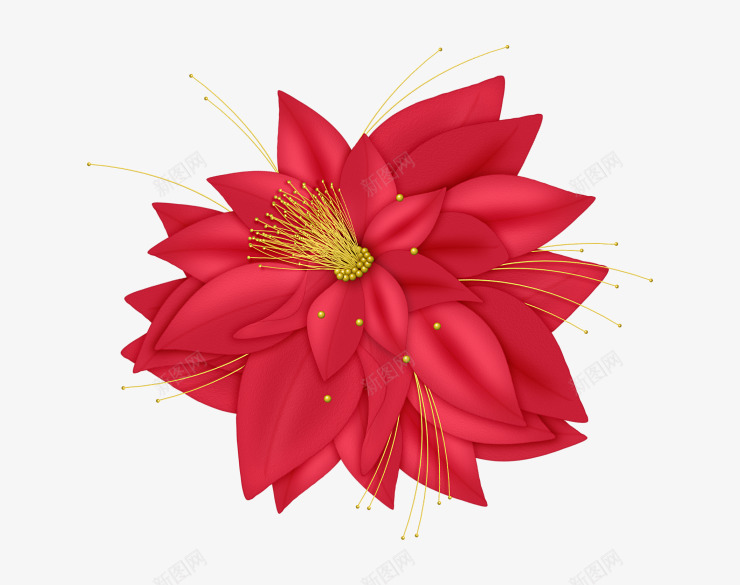 花png免抠素材_新图网 https://ixintu.com 卡通红花 喜庆 圣诞节 红花 节日 花 装饰