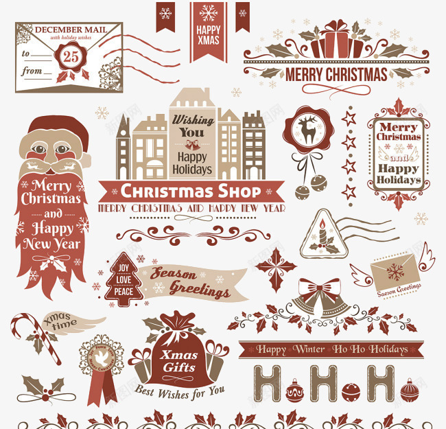 圣诞装饰png免抠素材_新图网 https://ixintu.com 冬天 圣诞节 圣诞节元素 标签 装饰