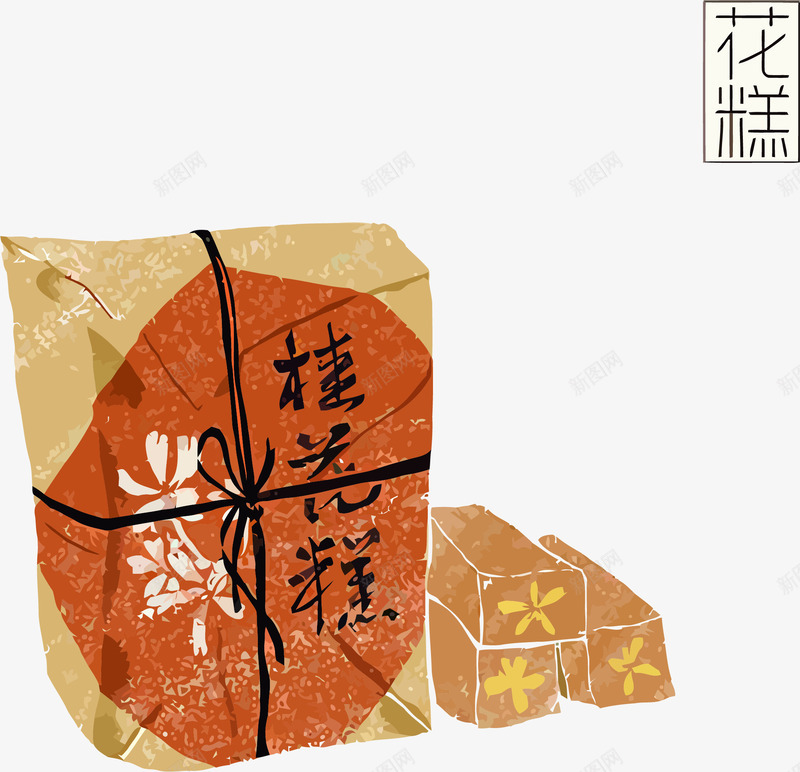 桂花糕矢量图eps免抠素材_新图网 https://ixintu.com 中国风 手绘 桂花糕 矢量图