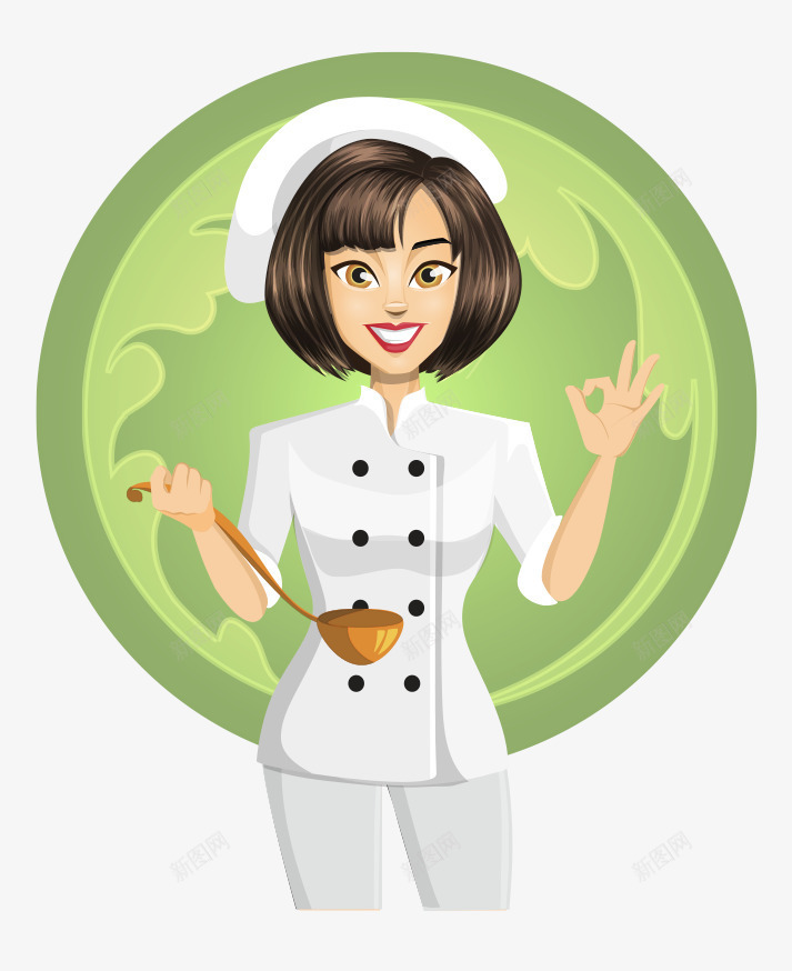 卡通手绘用勺子尝试味道美女厨师png免抠素材_新图网 https://ixintu.com 卡通的人物 手绘的美女 用勺子尝试味道的厨师 美女的厨师