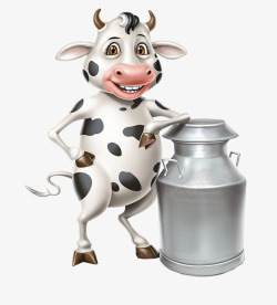 开心的奶牛准备挤奶的奶牛高清图片
