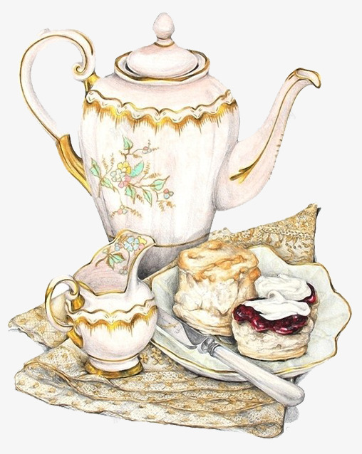 下午茶点png免抠素材_新图网 https://ixintu.com 下午茶 茶壶 蛋糕 餐巾