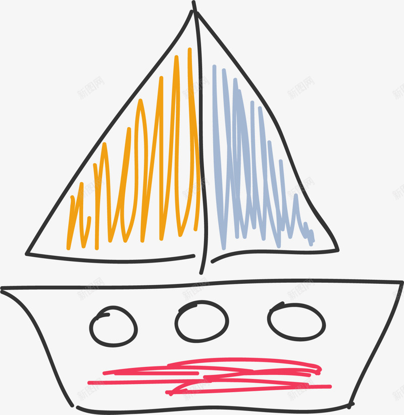 儿童节手绘线条帆船png免抠素材_新图网 https://ixintu.com 6月1号 儿童节 六一节 手绘小船 涂鸦 玩耍 童趣 线条帆船